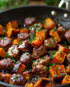 Read more about the article Sausage and Sweet Potatoes with Honey Garlic Sauce