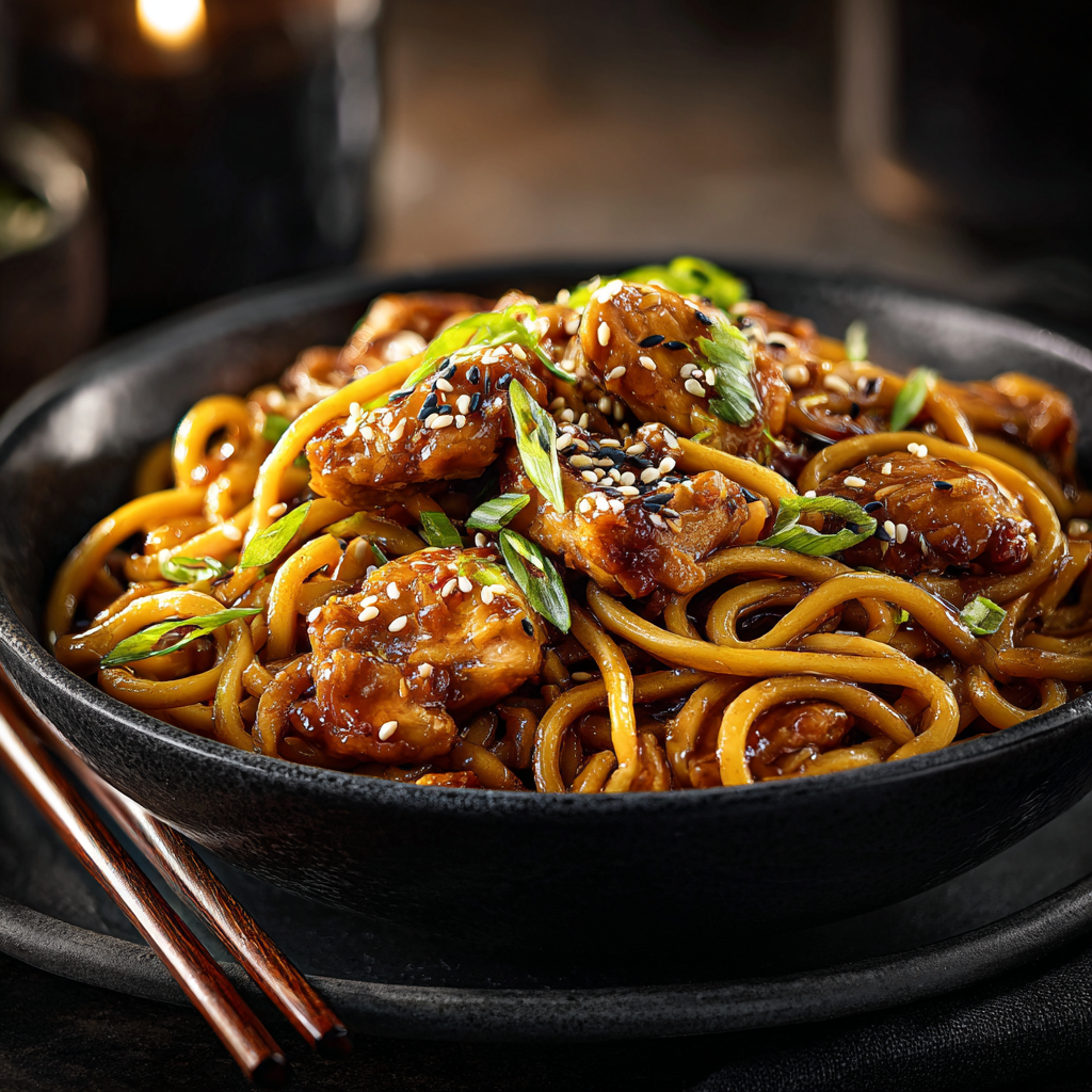 You are currently viewing Sticky Garlic Chicken Noodles – Better Than Takeout